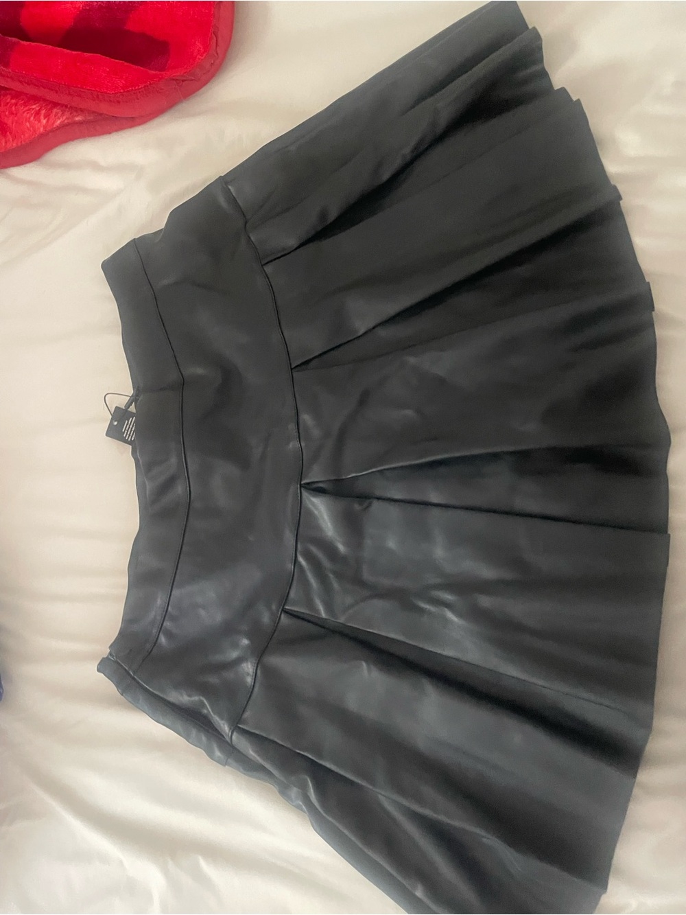 Fashion Nova Black Faux Leather Skater Mini Skirt